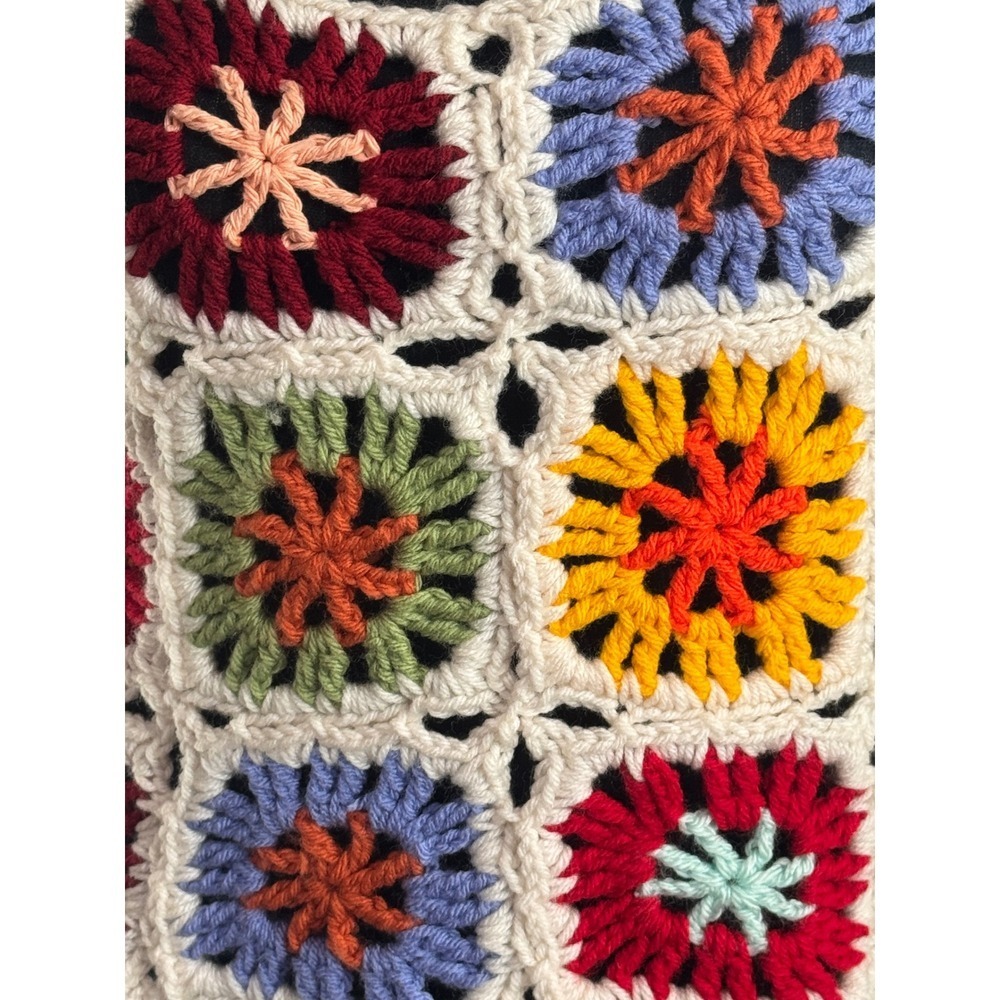 Crochet Granny‎ Square Vest Top Sleeveless Boho Hippie Festival Colorful - Picture 3 of 5